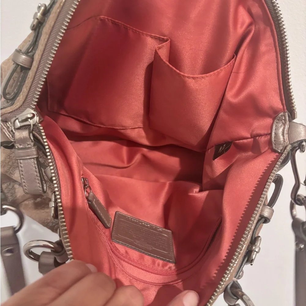 Coach Metallic Tan Leather Hobo Bag